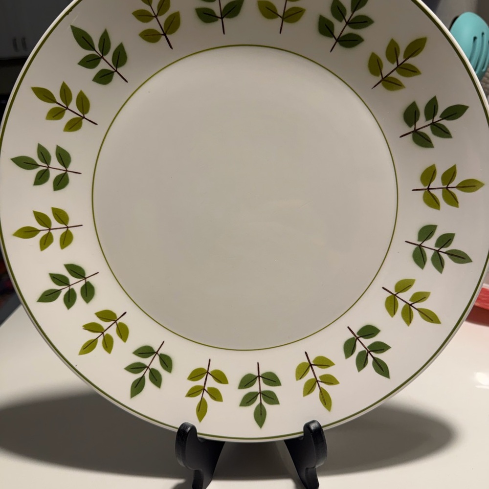 Vintage 1970s MCM Mikasa Tea Leaf Cera Stone 12 in Serving Plate